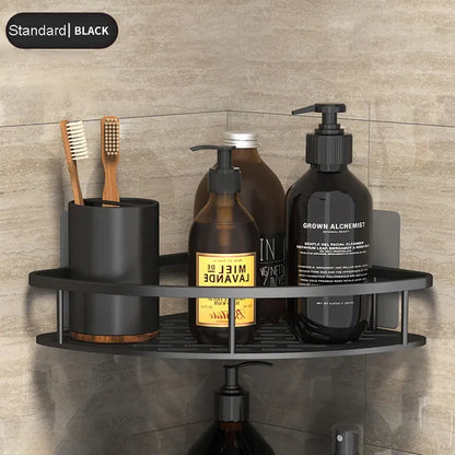 Stylish & Practical No-Drill Shower Corner Shelf – Space-Saving Bathroom Storage Rack