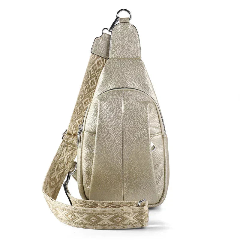 Lily Geometric Strap Leather Crossbody Sling Bag – Stylish Compact Shoulder Bag for Women