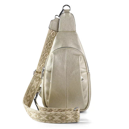 Lily Geometric Strap Leather Crossbody Sling Bag – Stylish Compact Shoulder Bag for Women