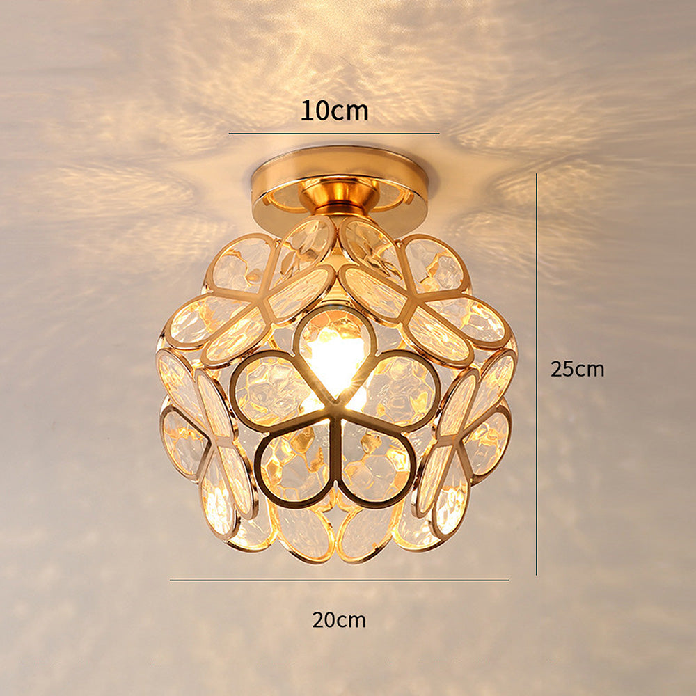 Artistic Glass Ceiling Light with Floral Pattern – Vintage Flush Mount Fixture