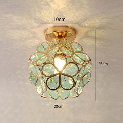 Artistic Glass Ceiling Light with Floral Pattern – Vintage Flush Mount Fixture