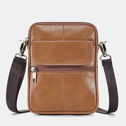 Men’s Small Genuine Leather Shoulder Bag – Compact Crossbody with Adjustable Strap