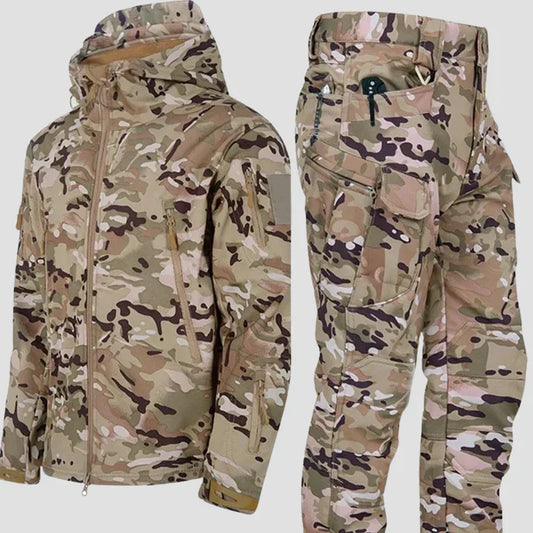 Men's Tactical Outdoor Clothing Set – Waterproof Military Jacket & Trousers for Cold Weather