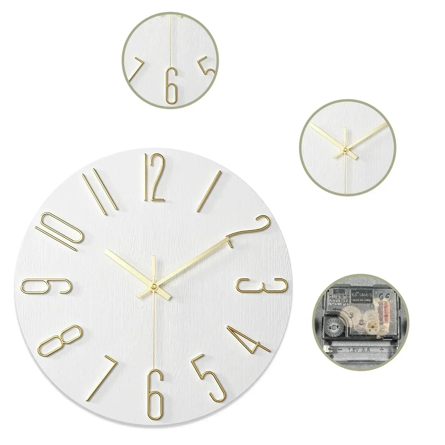 Scandinavian Frameless Wooden Wall Clock – Silent Quartz Design for Modern Homes