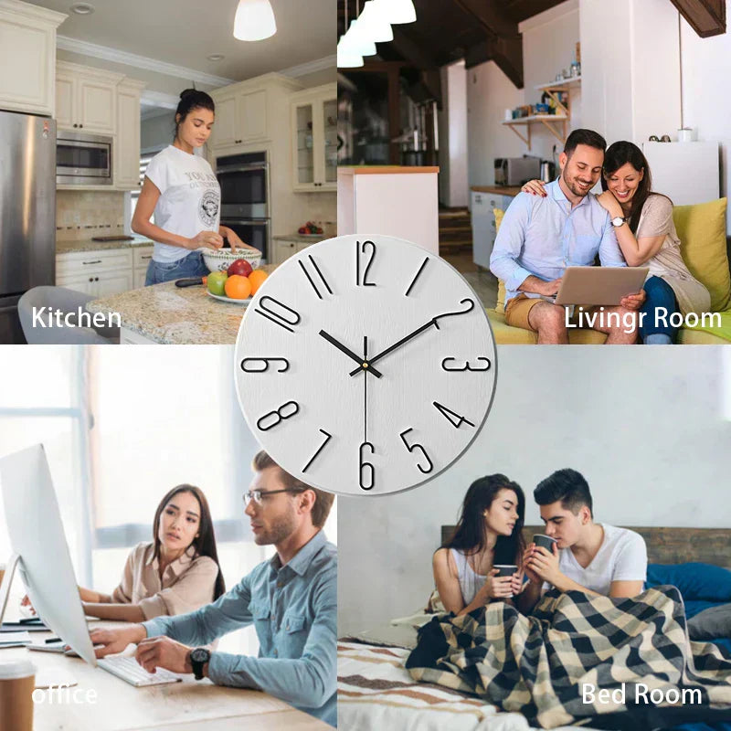 Scandinavian Frameless Wooden Wall Clock – Silent Quartz Design for Modern Homes