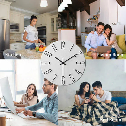 Scandinavian Frameless Wooden Wall Clock – Silent Quartz Design for Modern Homes