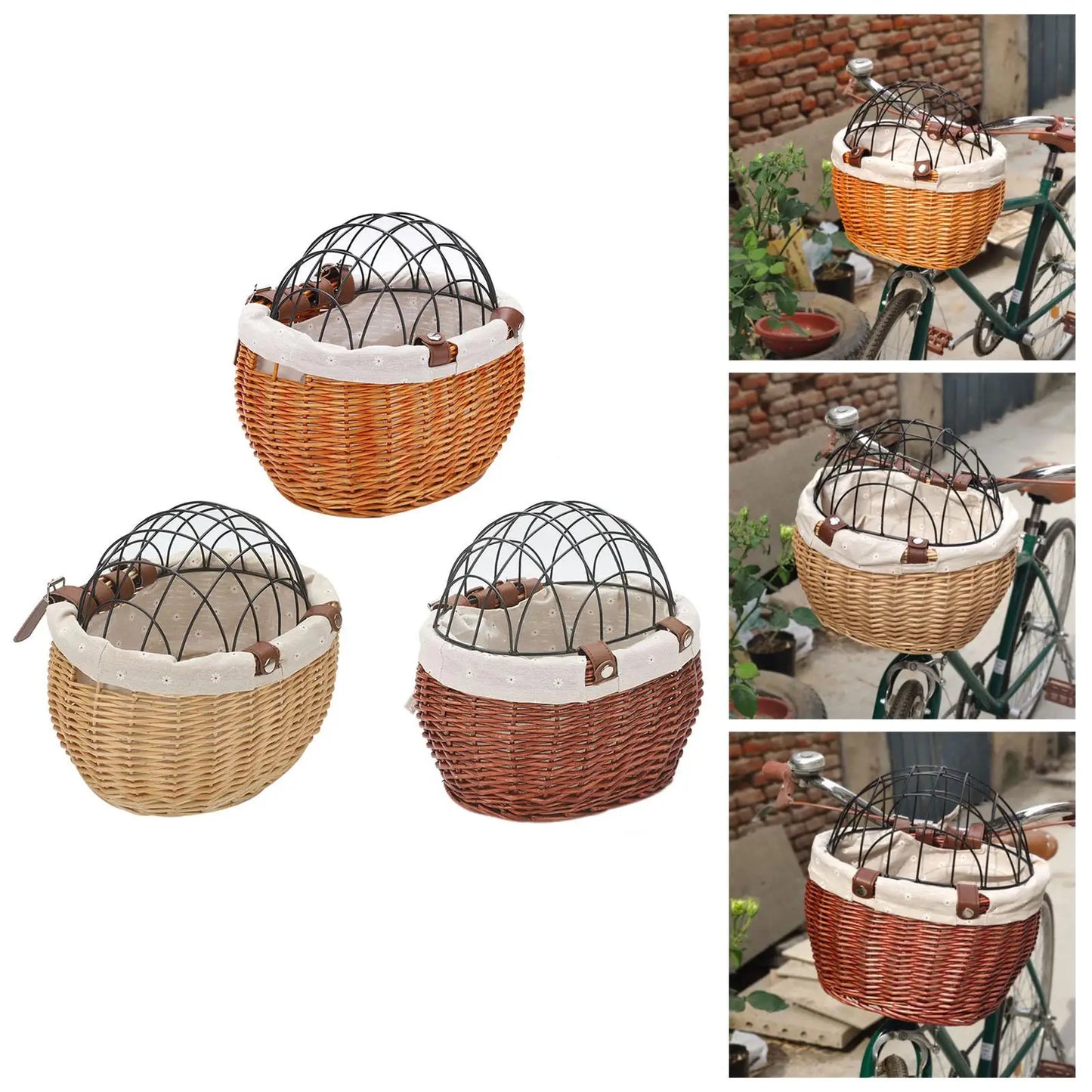 PawRide | Front-Mounted Wicker Dog Bike Basket – Safe, Stylish & Weatherproof