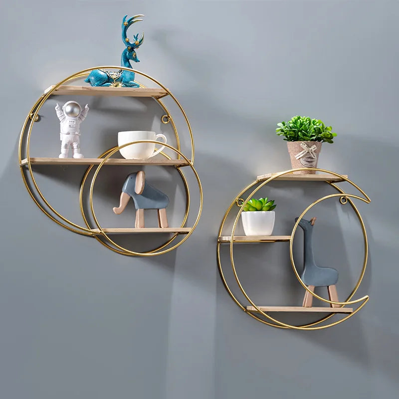 NordicWave Double Circle Wall Shelf – Scandinavian Floating Shelf for Home Décor & Storage