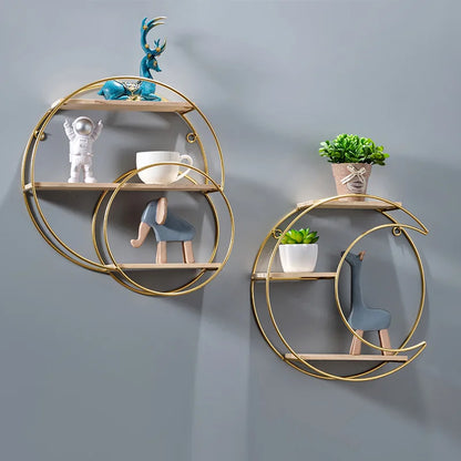NordicWave Double Circle Wall Shelf – Scandinavian Floating Shelf for Home Décor & Storage