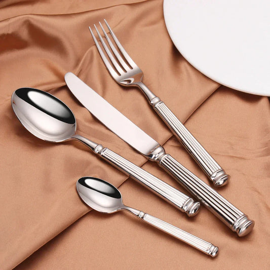 Premium Stainless Steel Cutlery Set – 304 Mirror Finish Silverware for Everyday & Formal Dining