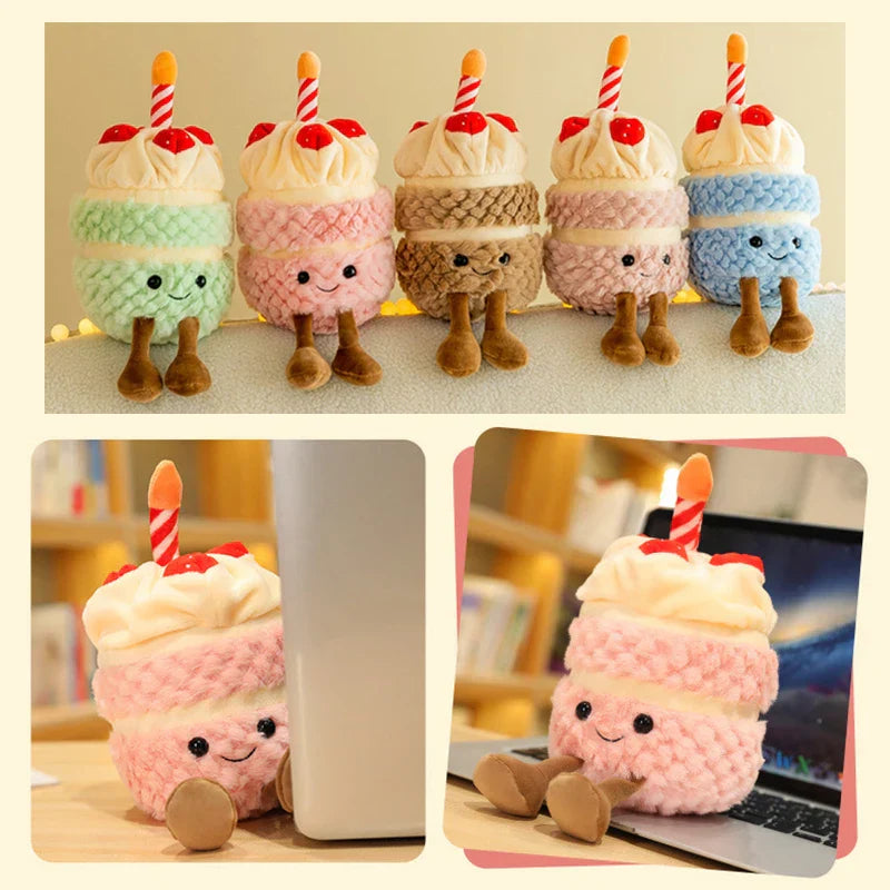 Festive Cupcake Plush with Candle – Soft Plush Toy for Kids & Adults