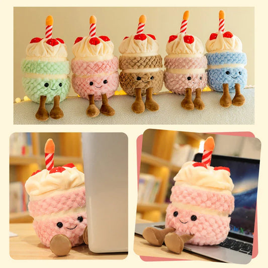 Festive Cupcake Plush with Candle – Soft Plush Toy for Kids & Adults