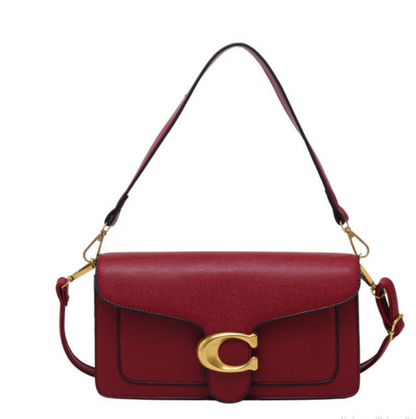 Luxury Stylish Vegan Leather Handbag – Gold & Brown Detail | Elegant Everyday Shoulder Bag