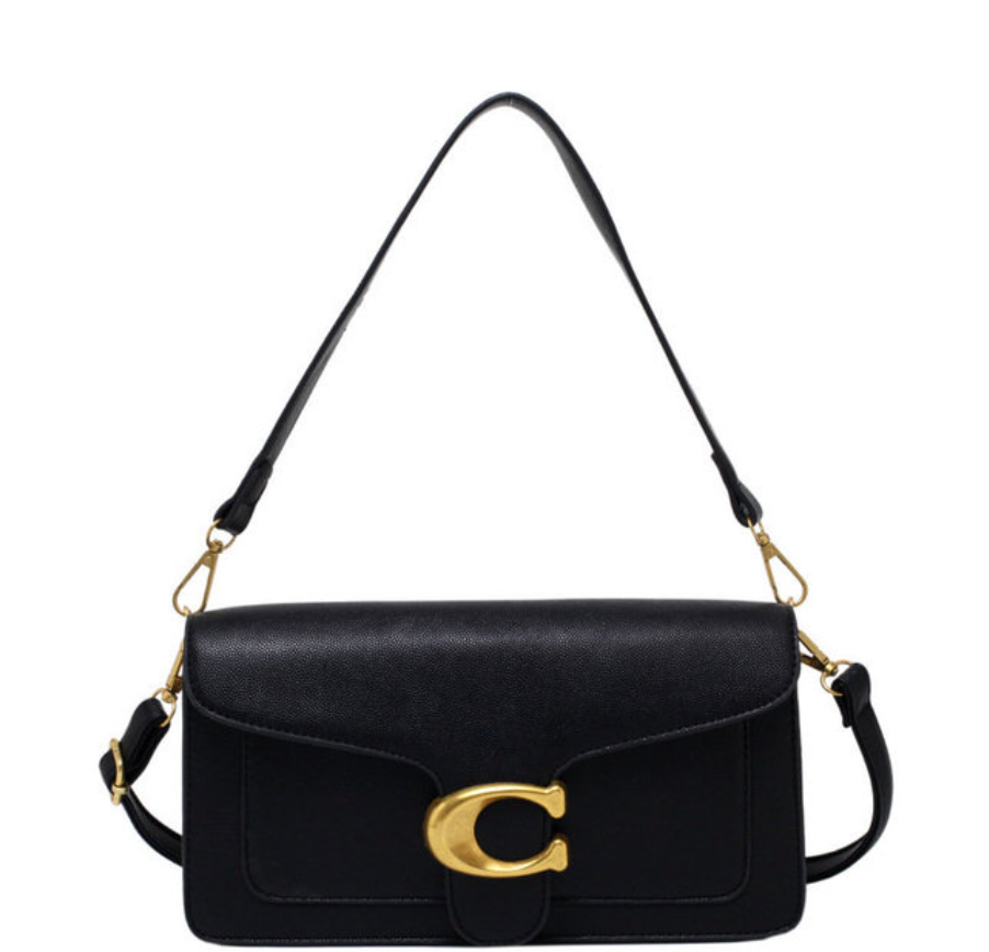 Luxury Stylish Vegan Leather Handbag – Gold & Brown Detail | Elegant Everyday Shoulder Bag