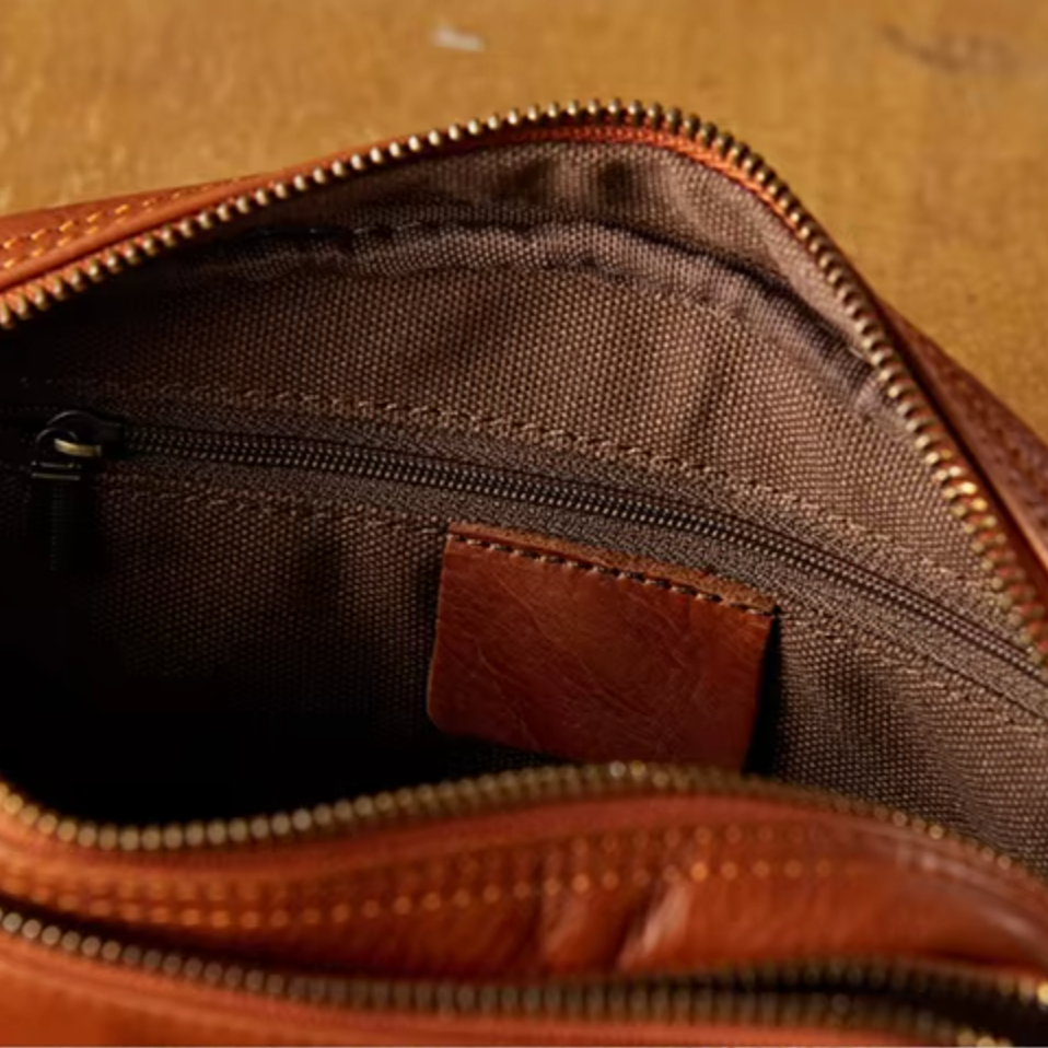 Milo Retro Genuine Leather Crossbody Sling Bag – Timeless Compact Shoulder Bag for Everyday Use