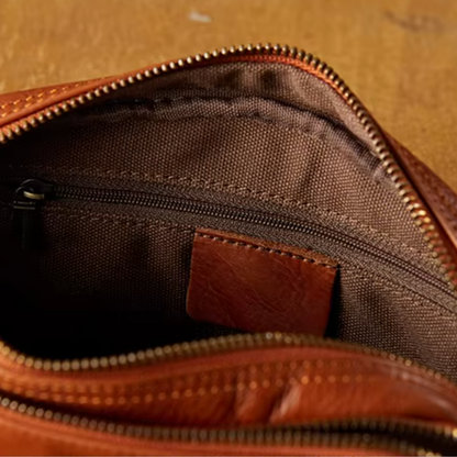 Milo Retro Genuine Leather Crossbody Sling Bag – Timeless Compact Shoulder Bag for Everyday Use