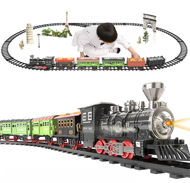 ClassicTrack Vintage Train Set – Retro Steam Train with Lights, Sound & Realistic Smoke