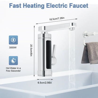 ThermoFlow 3000W Instant Heating Kitchen Tap with 360° Rotating Spout – Stainless Steel & Energy Efficient