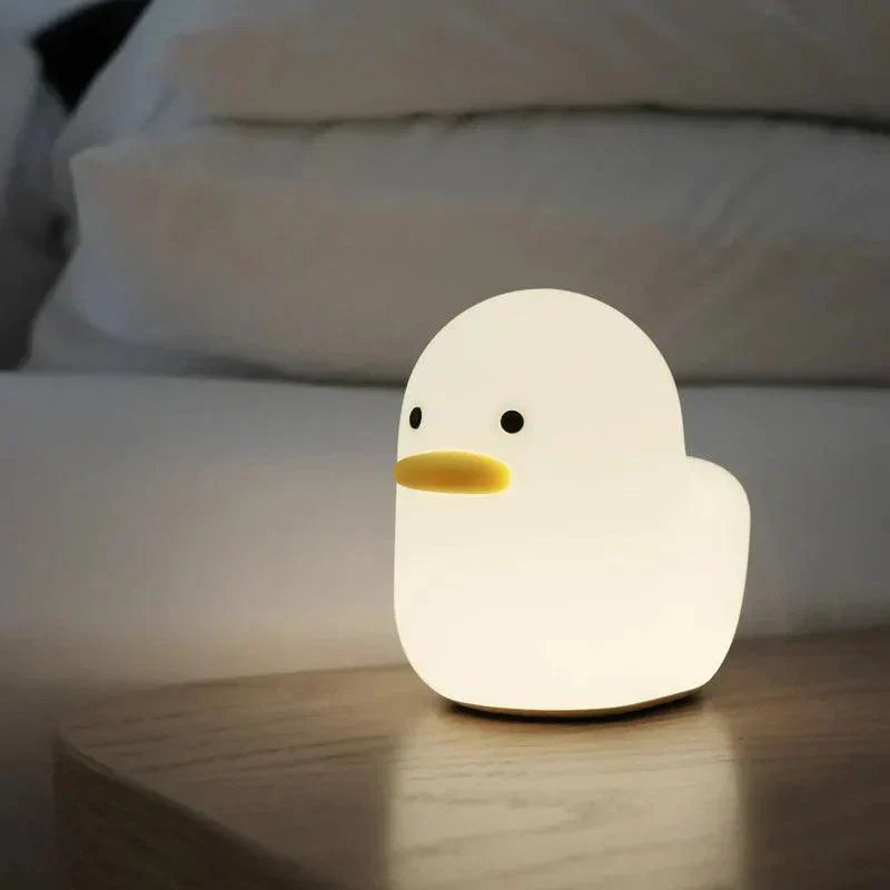 Nordic Cute Cartoon Duck LED Night Light | Rechargeable Soft Glow Bedside Lamp