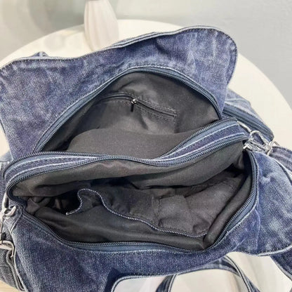 Daisy | Vintage Washed Denim Crossbody Messenger Bag