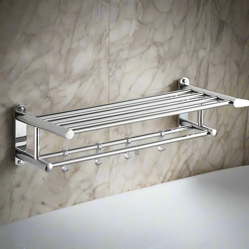 SteelRack Wall-Mounted Stainless Steel Towel Holder – Minimalist Space-Saving Rack for Bathroom & Kitchen