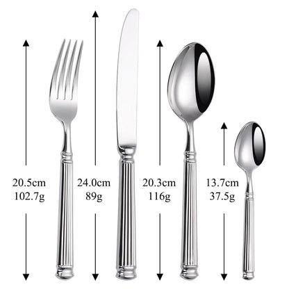 Premium Stainless Steel Cutlery Set – 304 Mirror Finish Silverware for Everyday & Formal Dining