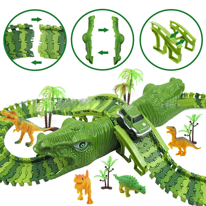 DinoTrack Dinosaur Toy Set – 360° Adventure Track with Lights & Sounds