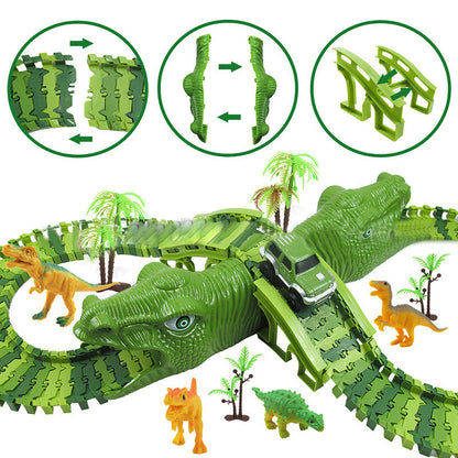 DinoTrack Dinosaur Toy Set – 360° Adventure Track with Lights & Sounds
