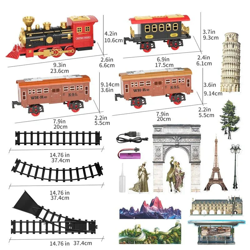 ClassicTrack Vintage Train Set – Retro Steam Train with Lights, Sound & Realistic Smoke