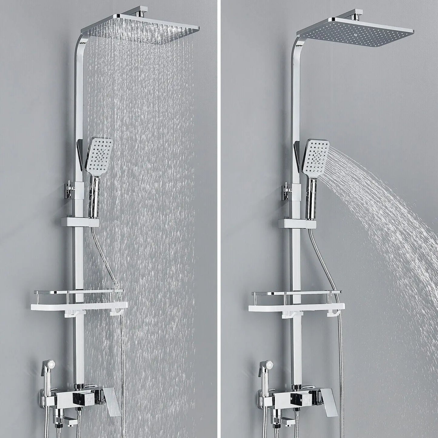 HydraLux Brass Rain Shower Set – 4-in-1 Adjustable Mixer with Luxury Chrome Finish