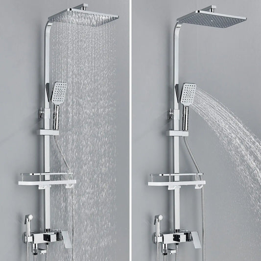 HydraLux Brass Rain Shower Set – 4-in-1 Adjustable Mixer with Luxury Chrome Finish