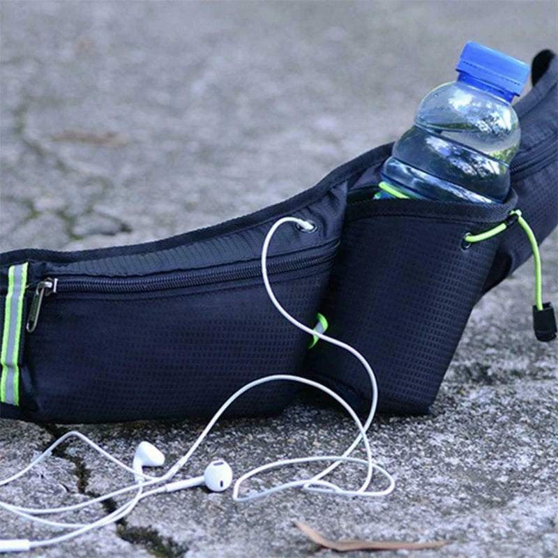 RunEase Hydration Running Belt – Waterproof Waist Pack with Bottle Holder & Storage Pockets