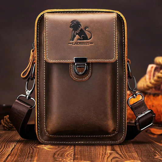 Vidal Bag – Functional Leather Waist Bag for Men with Adjustable Strap and Multi-Pocket Design
