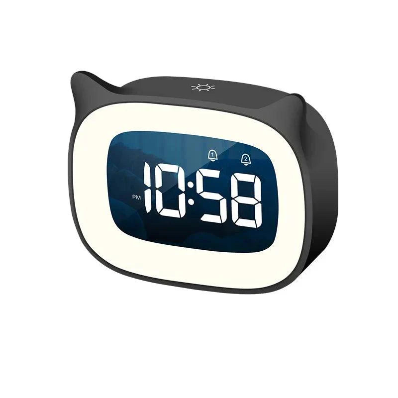 Voice-Controlled LED Alarm Clock – Rechargeable Night Light with Dual Music Alarms