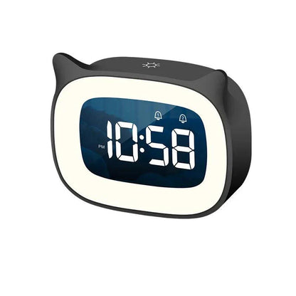 Voice-Controlled LED Alarm Clock – Rechargeable Night Light with Dual Music Alarms