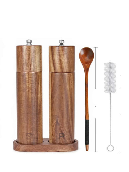 WoodSpice – Luxury Wooden Pepper & Salt Mill Set with Tray