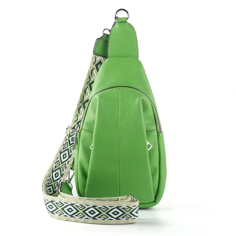 Lily Geometric Strap Leather Crossbody Sling Bag – Stylish Compact Shoulder Bag for Women