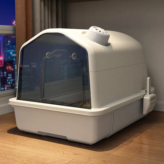 PetHome XL Cat Litter Box – Extra Large Covered Litter Tray with Odor Control