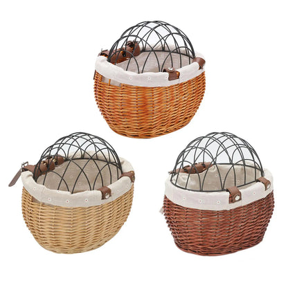 PawRide | Front-Mounted Wicker Dog Bike Basket – Safe, Stylish & Weatherproof