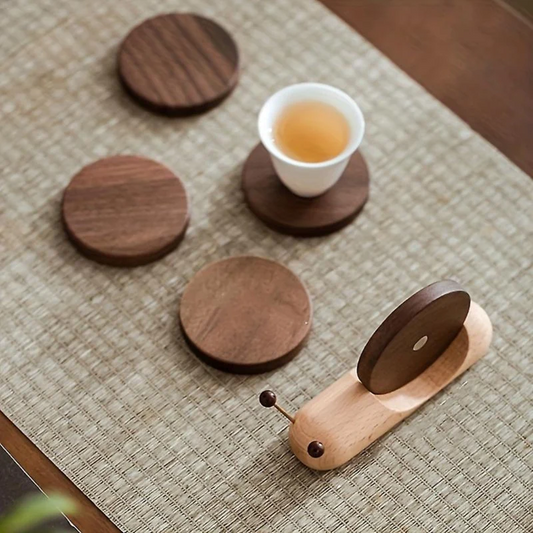 Elegant Scandinavian Walnut Coasters – Stylish & Durable Table Protection