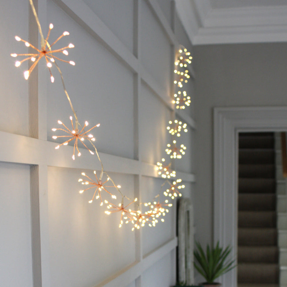 Starburra – Copper Starburst String Lights with Warm White LEDs for Indoor & Outdoor Decoration