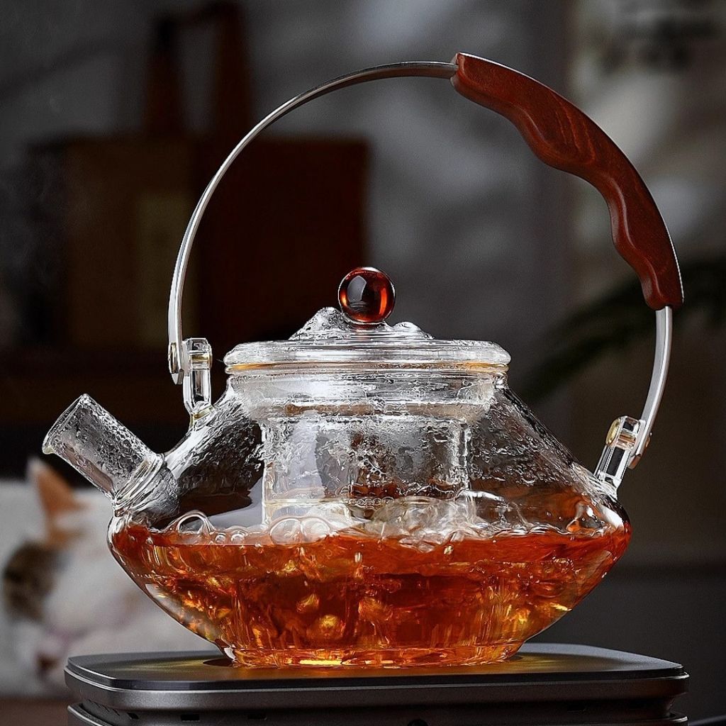 Thesora – Premium Glass Brew Teapot with Removable Infuser & Wooden Handle (750ml)