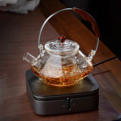 Thesora – Premium Glass Brew Teapot with Removable Infuser & Wooden Handle (750ml)