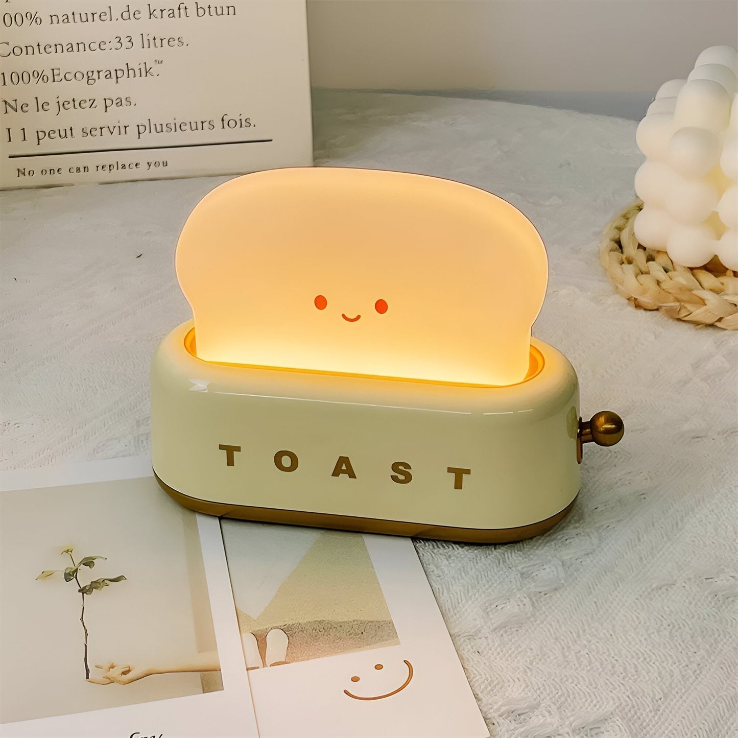 TinyToast Table Lamp – Portable Toaster-Shaped Night Light with Dimmable LED & USB Port