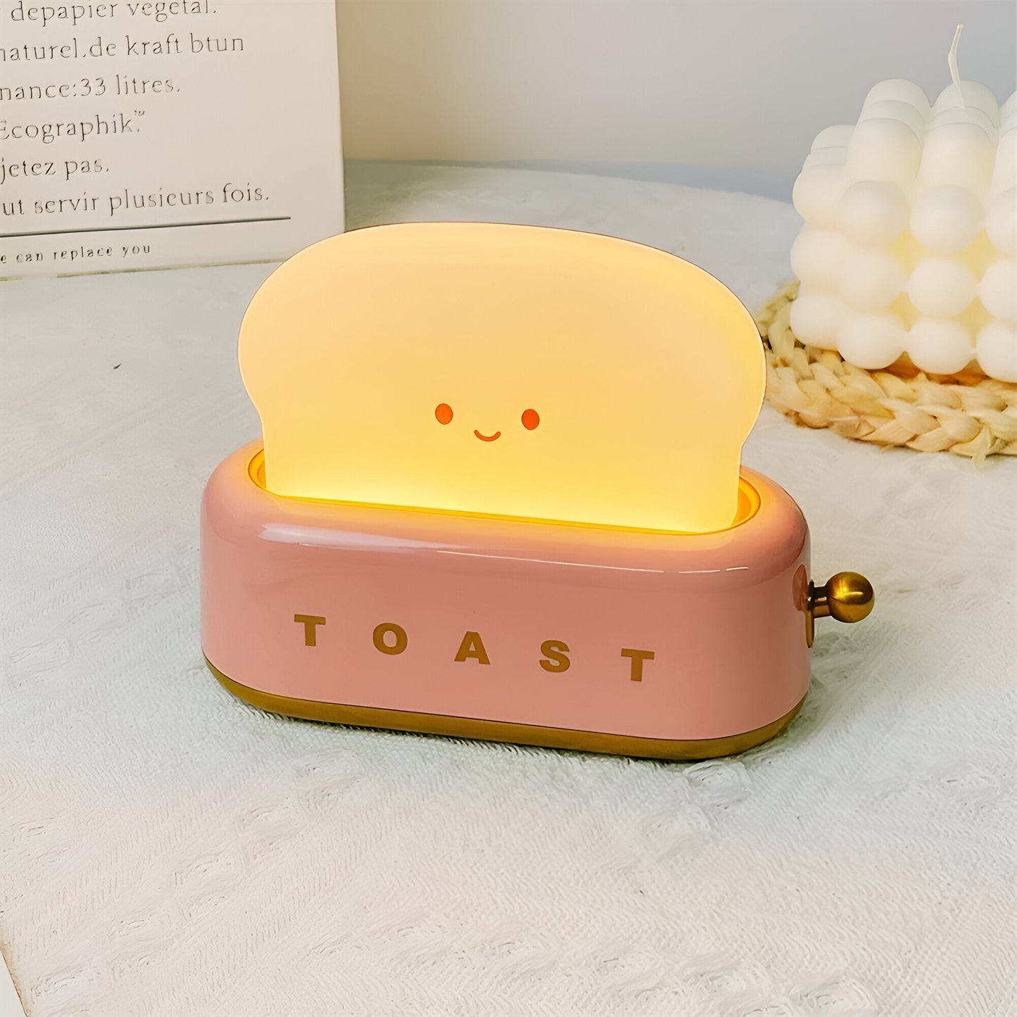 TinyToast Table Lamp – Portable Toaster-Shaped Night Light with Dimmable LED & USB Port