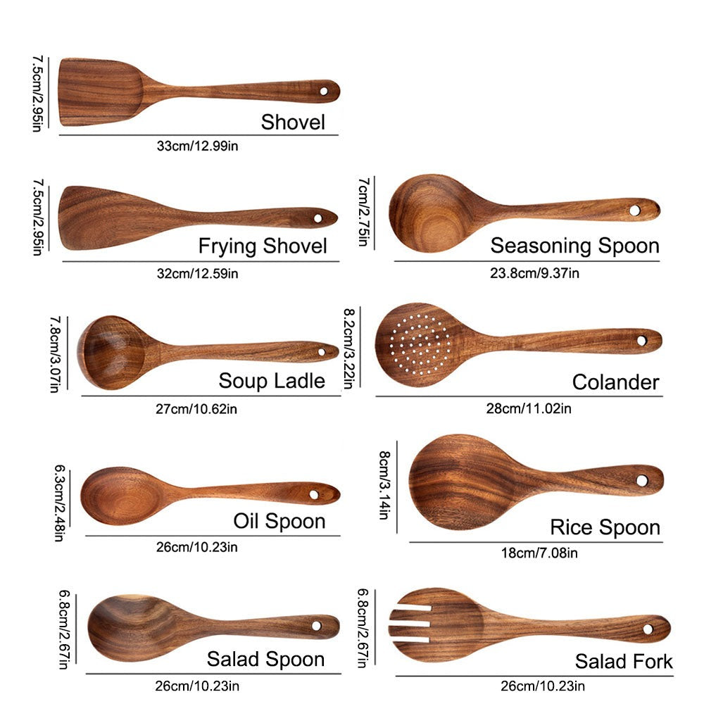 Elegant Eco-Friendly Teak Utensil Collection for Every Chef - Non-Scratch & Easy to Clean