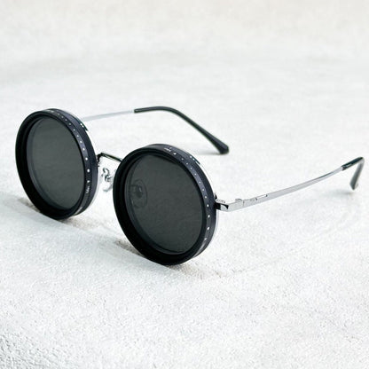 Unisex Round Polarised Sunglasses – Adjustable Light Reduction – Premium Metal Frame