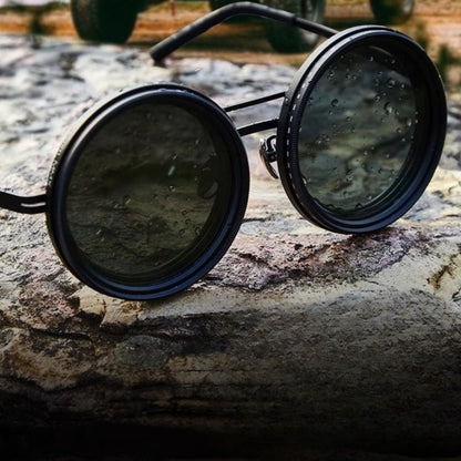 Unisex Round Polarised Sunglasses – Adjustable Light Reduction – Premium Metal Frame