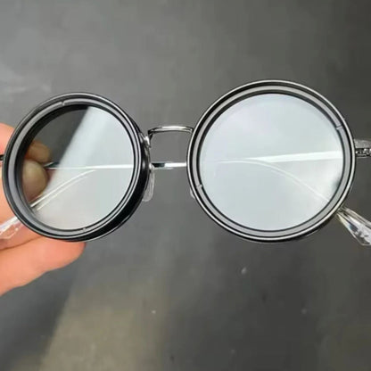 Unisex Round Polarised Sunglasses – Adjustable Light Reduction – Premium Metal Frame