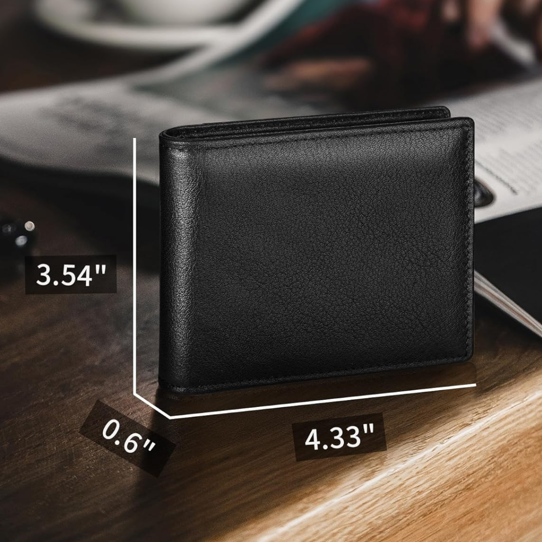 StitchCraft Men’s Bifold Genuine Leather RFID Wallet – Slim, Secure & Stylish